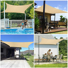 RATEL Tenda a Vela Rettangolare Sabbia 4 × 6 Metri, Tende da Sole Impermeabile, Protezione Raggi 95% UV Vela Parasole Ombreggiante, Adatto per Esterni, Terrazza, Giardino, Prato