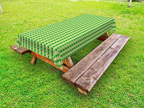 ABAKUHAUS Abstract Green Tovaglia da Esterno, Diagonale Piazza Art, Tovaglia da Picnic Lavabile Decorativa, 145 cm x 305 cm, Verde Verde Mandorla