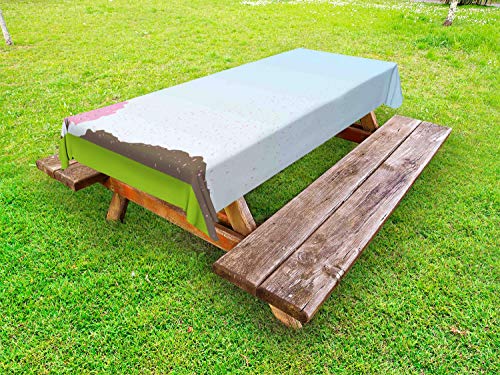 ABAKUHAUS Paesaggio Tovaglia da Esterno, Floating Cherry Blossom, Tovaglia da Picnic Lavabile Decorativa, 145 cm x 265 cm, Blu Multicolor