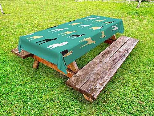 ABAKUHAUS Cane Tovaglia da Esterno, Vari domiciliari Animali, Tovaglia da Picnic Lavabile Decorativa, 145 cm x 210 cm, Sea Green And Cream