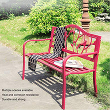 Panchina da esterno per terrazza, panchina in metallo per 2 persone, sedile da giardino per esterni con braccioli e schienale, design a forma di uccello rosa, adatto per interni ed esterni