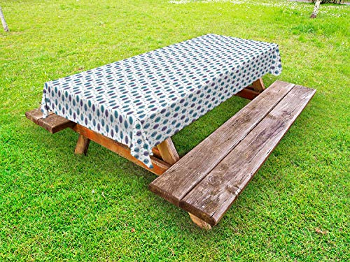 ABAKUHAUS Albero Tovaglia da Esterno, Foresta Flora Acquerello, Tovaglia da Picnic Lavabile Decorativa, 145 cm x 210 cm, Cielo Azzurro Ceil Blu