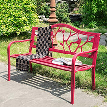 Creative LDF Panca da Giardino da 130 Cm Panchina da Esterno in Metallo per 2 Posti, Panca da Giardino in Acciaio con Braccioli, Rossa