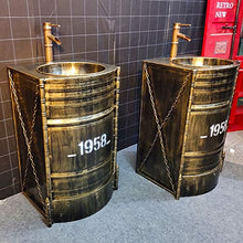 YRRA da Pavimento Bagno Mobiletto Bagno Sottolavabo, Stile Industriale Ferro battuto Mobile Bagno con Lavabo con Rubinetto e Scarico 20,8 x 17,7 x 32,2 Pollici,Argento,Without Mirror