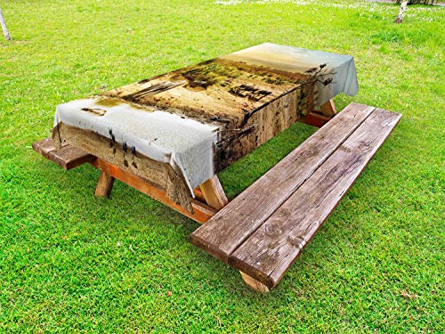 ABAKUHAUS Giraffa Tovaglia da Esterno, African Safari Wildlife, Tovaglia da Picnic Lavabile Decorativa, 145 cm x 210 cm, Multicolore