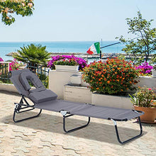 Outsunny Lettino Prendisole Lettino da Giardino Lettino Relax Lettino treppiede con Apertura Frontale Grigio