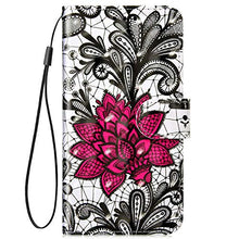 Saceebe Compatibile con Huawei Honor 7A Custodia Pelle Cover a Libro 3D Custodia in Pelle con Cordino Portafoglio Flip Case PU Custodia Pelle Cover Protettivo Bumper Morbido,Fiore di Pizzo