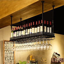Cremagliere del vino del soffitto Appeso a parete del supporto di bottiglia di vino Cremagliera dei calici del calice del rack di vetro di vino (Color : Black, Size : L60 x W35cm)