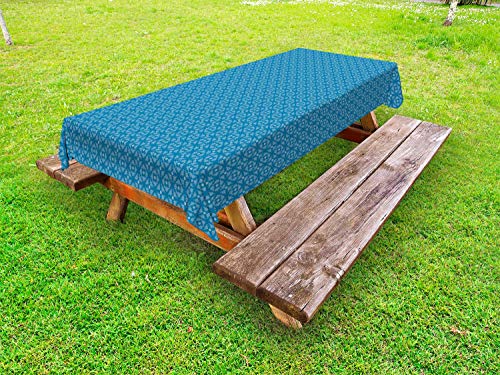 ABAKUHAUS Blu Paisley Tovaglia da Esterno, Curlicue Simmetria Art, Tovaglia da Picnic Lavabile Decorativa, 145 cm x 210 cm, Blue Sea Baby Blue