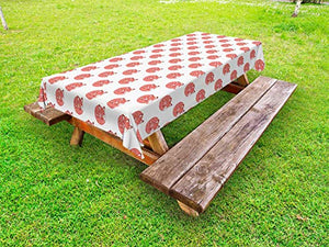 ABAKUHAUS Volpe Tovaglia da Esterno, Animal Foresta con Il Bambino, Tovaglia da Picnic Lavabile Decorativa, 145 cm x 210 cm, Salmone Scuro e Paprika