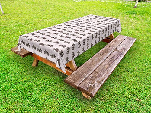 ABAKUHAUS Vintage ▾ Tovaglia da Esterno, Monocromatico Machines Stile, Tovaglia da Picnic Lavabile Decorativa, 145 cm x 210 cm, Scuro Talpa Pearl