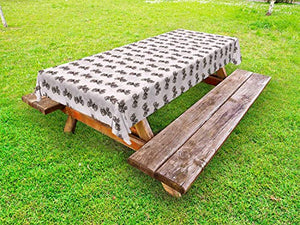 ABAKUHAUS Vintage ▾ Tovaglia da Esterno, Monocromatico Machines Stile, Tovaglia da Picnic Lavabile Decorativa, 145 cm x 210 cm, Scuro Talpa Pearl