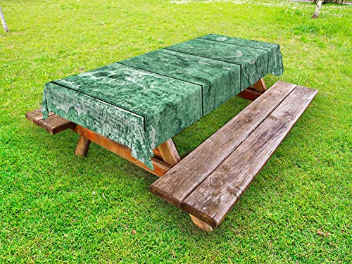ABAKUHAUS celtica Verde Tovaglia da Esterno, Cracked Sguardo di Legno, Tovaglia da Picnic Lavabile Decorativa, 145 cm x 305 cm, Laurel Verde Jade Green