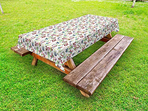 ABAKUHAUS Fiori Insetti Tovaglia da Esterno, Corallo Snakes Design, Tovaglia da Picnic Lavabile Decorativa, 145 cm x 265 cm, Multicolore