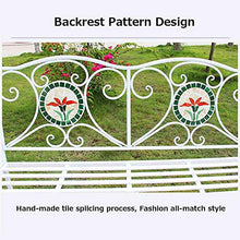 Panchina da Terrazza Parco, Panca per Tempo Libero Esterno, Panca da Giardino in Ghisa Resistente Intemperie Antiruggine, Panca Decorativa 2 Posti con Schienale Braccioli, Panchine per Prato / Corti