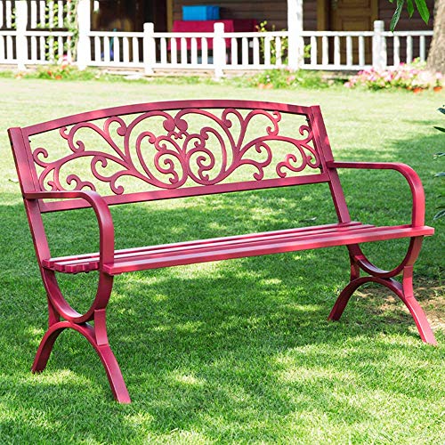 LXLH Panca da Giardino Panchina da Giardino per Esterni, panchine intagliate in Metallo, Poltrona da terrazza con braccioli e Schienale, può ospitare 2-3 Persone, utilizzata per portici e Corrido