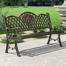 Panchina per terrazza del parco Panchina per il tempo libero all'aperto, Panchina da giardino retrò in alluminio pressofuso resistente alle intemperie, Panchine da giardino decorative nel cortile e