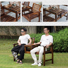 GaoF Panca retrò da Giardino da 55 Pollici, Retro Panca in Legno massello anticorrosivo, Doppio tavolino da caffè, Schienale con braccioli, Sedia da Portico per Panca da