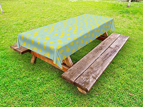 ABAKUHAUS Floreale Tovaglia da Esterno, Dandelion Boccioli di Fiori, Tovaglia da Picnic Lavabile Decorativa, 145 cm x 265 cm, Mint Green Apple Verde