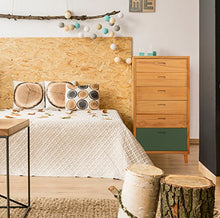 Rebecca Mobili Cassettiera Comò 6 Cassetti Legno Marrone Bianco Verde Design Contemporaneo Arredo Ingresso Salotto (cod. RE6051)