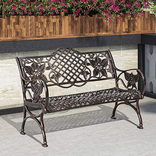 Panchina per terrazza del parco Panchina per il tempo libero all'aperto, Panchina da giardino retrò in alluminio pressofuso resistente alle intemperie, Panchine da giardino decorative nel cortile e