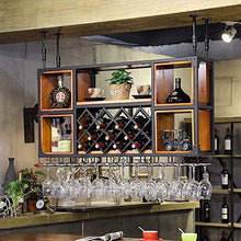 LYLSXY Portabici per Vino, Legno Massello + Ferro Retrò Sospensione Ristorante Bar Display Goblet Let Cablets