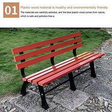 Panchina da parco in plastica sedile da esterno, panchina da giardino per il tempo libero in ferro battuto a 3 posti, sgabello da portico anticorrosivo in legno di plastica con braccioli e schienale