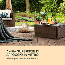 Blumfeldt Theia Loungetisch - Tavolo da Giardino, Tavolino da Lounge, Poly Rattan, Piano in Vetro, Marrone