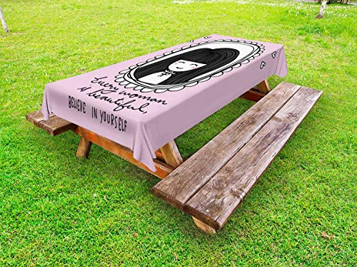 ABAKUHAUS Femminile Tovaglia da Esterno, Ogni Donna è, Tovaglia da Picnic Lavabile Decorativa, 145 cm x 210 cm, Rosa Charcoal Grey Bambino