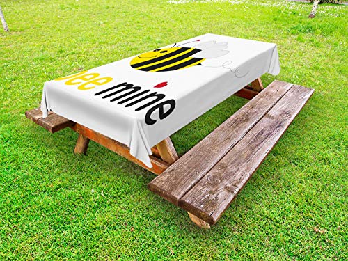 ABAKUHAUS Ape Tovaglia da Esterno, Bee Miniera Romantica del Fumetto, Tovaglia da Picnic Lavabile Decorativa, 145 cm x 305 cm, Giallo Antracite