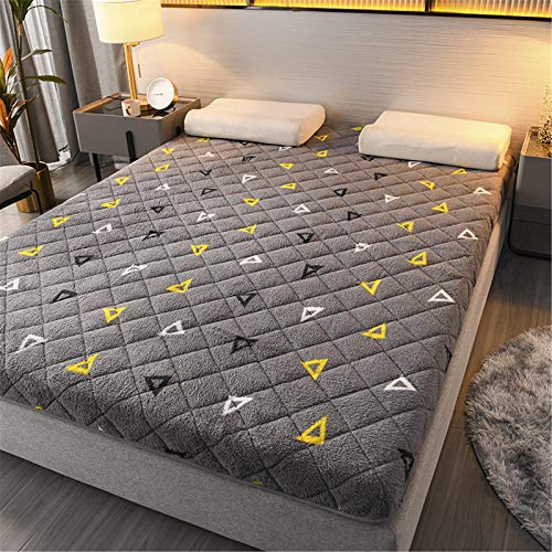 JIEJIELL Ispessimento Tatami Floor Mat,Doppia-parteggiato Utilizzabile Lana di Agnello Materasso Futon,Compressione Anti-Scivolare Materasso per Dormitorio Campeggio-Griglia 120x200cm(47x79inch)