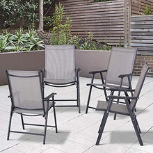 Outsunny Set 4 Sedie Pieghevoli da Esterni | Acciaio e Textilene | per Giardino Veranda Terrazzo | Grigio | 58x64x94cm