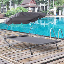 Outsunny Lettino Matrimoniale 2 Posti Prendisole Parasole Regolabile Esterno e Giardino 200 x 170 x 134cm Grigio