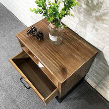 Comodino HAIZHEN retrò in Stile Industriale, Legno in Ferro battuto con cassetti e ripiano