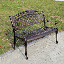 panchina panca da giardino terrazzo 39in, Panca in metallo a due posti da esterno Con braccioli e schienale, Telaio in fusione di alluminio Poltrona da cortile, capacità portante è 330LBS