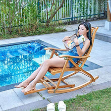 CJY-Cushion Sedia da Esterno Pieghevole reclinabile Sedia a Dondolo Regolabile in bambù, con Ruota per Massaggio ai Piedi e Cuscini, per Giardini, Piscine, Balcone, Sdraio, carico 180 kg