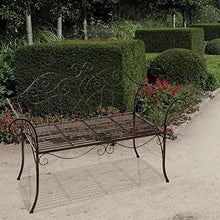 H4L - Panchina da giardino Sarah in metallo anticato, verniciato a polvere, effetto ruggine, 143 x 92,5 x 42 cm