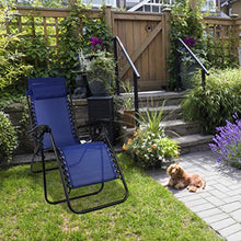 Todeco Sdraio per Giardino, Sedia Pieghevole A gravità Zero, 165 x 112 x 65 cm, Blu, con Cuscino, Textilene, Carico Massimo: 100 kg, Materiale: Acciaio