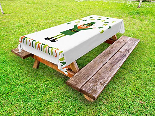 ABAKUHAUS Fata Tovaglia da Esterno, Cartoon Clover Character, Tovaglia da Picnic Lavabile Decorativa, 145 cm x 305 cm, Hunter Verde Multicolore