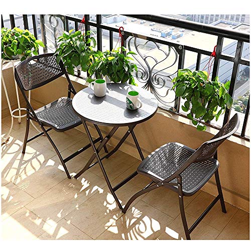 GAOLIM Tavolo da Giardino in PVC e Sedia in Rattan Kit Combinato Pieghevole Balcone Tavolo per Il Tempo Libero e sedie tavolino da caffè Protezione Solare Impermeabile 3 Set Pieghevoli, multifunzio