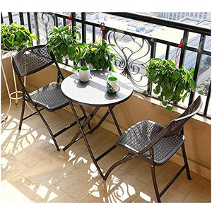 GAOLIM Tavolo da Giardino in PVC e Sedia in Rattan Kit Combinato Pieghevole Balcone Tavolo per Il Tempo Libero e sedie tavolino da caffè Protezione Solare Impermeabile 3 Set Pieghevoli, multifunzio
