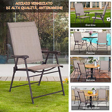 COSTWAY Set di 2 Sedie Pieghevoli da Giardino, Sedie da Esterno Ergonomiche, per Cortile Piscina e Giardino, Marrone