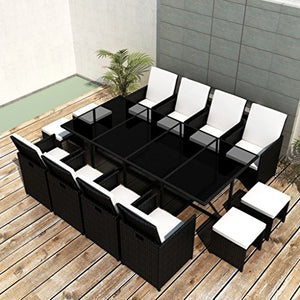 Festnight Mobili da Giardino/Set Tavolo e Sedie per Esterni 33 pz in Polirattan Nero