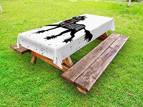 ABAKUHAUS Migliore Amico Tovaglia da Esterno, Animale Domestico della Famiglia Amicizie, Tovaglia da Picnic Lavabile Decorativa, 145 cm x 265 cm, Carbonella Grey Vermilion