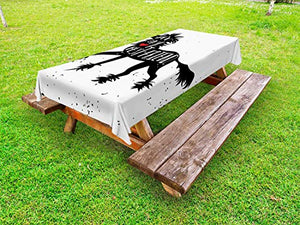 ABAKUHAUS Migliore Amico Tovaglia da Esterno, Animale Domestico della Famiglia Amicizie, Tovaglia da Picnic Lavabile Decorativa, 145 cm x 265 cm, Carbonella Grey Vermilion