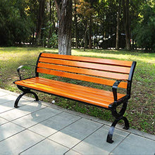 Panchine da Giardino All'aperto Panche del Terrazzo Svago, Panca Resistente alle Intemperie con Gambe in Alluminio e Legno di Pino Anticorrosivo, Comoda Panca 2 Posti con Schienale e Braccioli