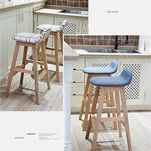 WZX Sgabelli da bancone da Cucina Sgabelli da Bar Set di 2 sedie in Legno massello Gambe controsoffitto in Pelle di Lino con Schienale Sedia Grande