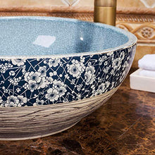 Jgophu Europa Style Countertop Lavello Lavabo in ceramica blu Lavabo Riss