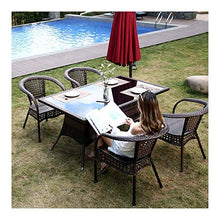 HLZY Tavolo in Vimini in Rattan mobili in Patio e Set Sedia, Mobili da Giardino Patio Tavolo e sedie Set Set Family Lawn Mobili da Giardino all'aperto (Sedia da 4 Pezzi Sedia da tavola)