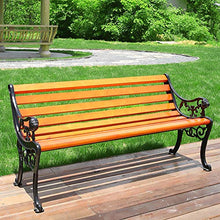 3 Posti Panca da Giardino In Legno da Esterno,Struttura In Ghisa E Legno Massello Anticorrosivo Schienale Panchina del Parco Panchine da Terrazza,Sedia da Veranda Resistente Alle Intemperie